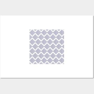 Blue diamond stripes zig zag pattern on white Posters and Art